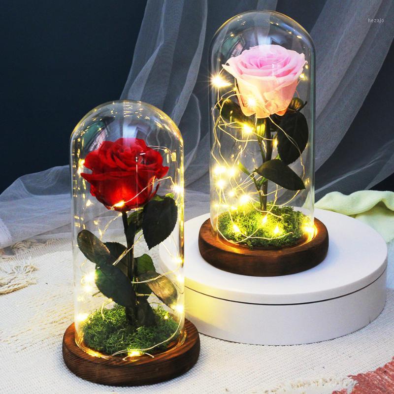 

Red Rose In Flask Glass Dome On A Wooden Base For Christmas Day Gift Home Table Decoration Eternal Flowers1, Theme music box