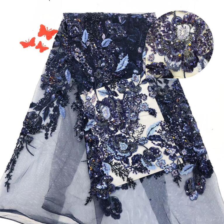 

yaking-58.8805 embroidered Mesh Tulle fabric Factory price sequins Nigerian lace fabrics