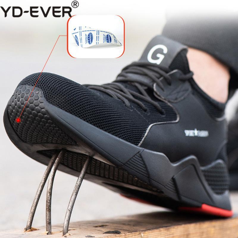 

New 36-48 Lightweight Safety Shoes Men Steel Toe Safety Boots Anti-Piercing Breathable Working Shoes Man, C9139 armygreen