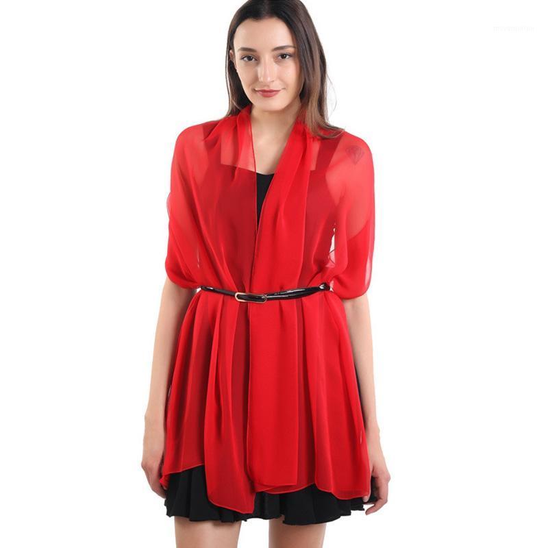 

New Pure Color Georgette Dancing Scarf Classic Red Shawls Female Catwalk Training Dance Silk Elegant Thin Beach Wraps Wholesale1