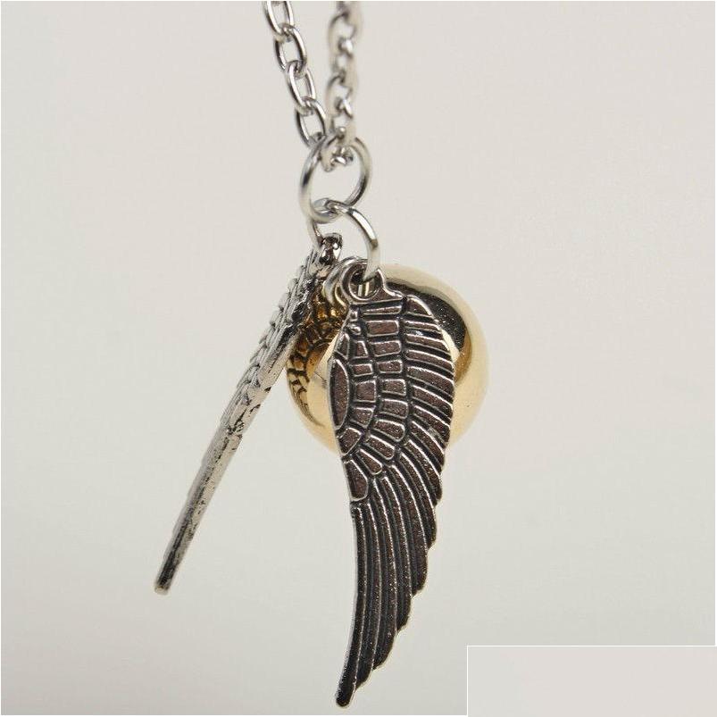 

New Style Silver Wings Snitch Gold Necklace Pendant Golden Snitch Wings Necklace Golden Wholesale Shipping Rhbbr 7A3Yg