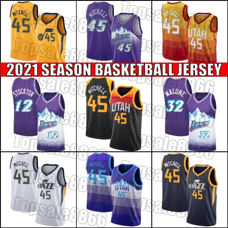 

Utah Jazz Jersey Donovan 45 Mitchell Jerseys John 12 Stockton Jersey Karl 32 Malone Jerseys Basketball Throwback Jersey a6vsd