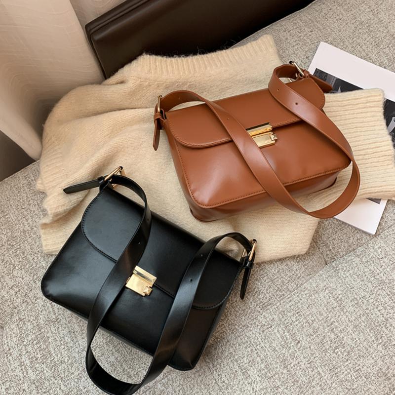 

Casual Solid Color Flap Shoulder Underarm Bags for Women 2020 Simple PU Leather Commuter Totes Portable Street Handbag Purses, Beige