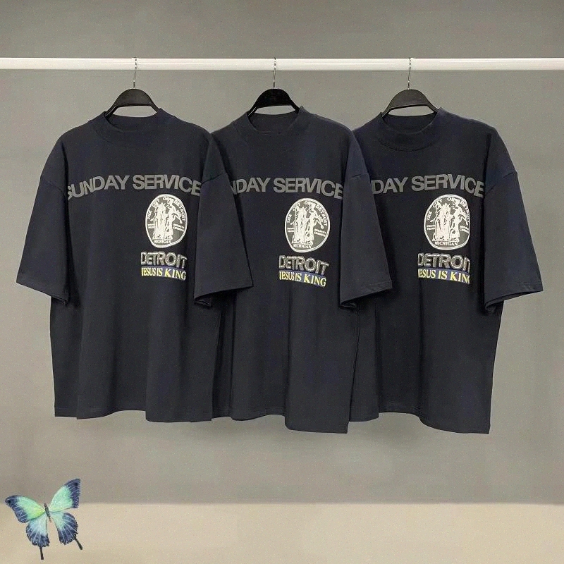 

WEST JESUS IS KING Foam Printing T Shirt Men Women High Quality Cotton T-shirt Kanye West Oversized Casual T-shirts #3t1t, Beige