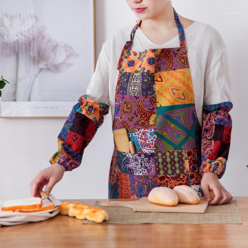 

American Country Sleeveless Apron for Women Kitchen Baking Cooking Oversleeves delantal Waist Apron60x70cm avent1