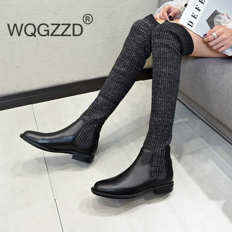 

European winter shoes women 's boots stretch thigh high boots over the knee high1, Black