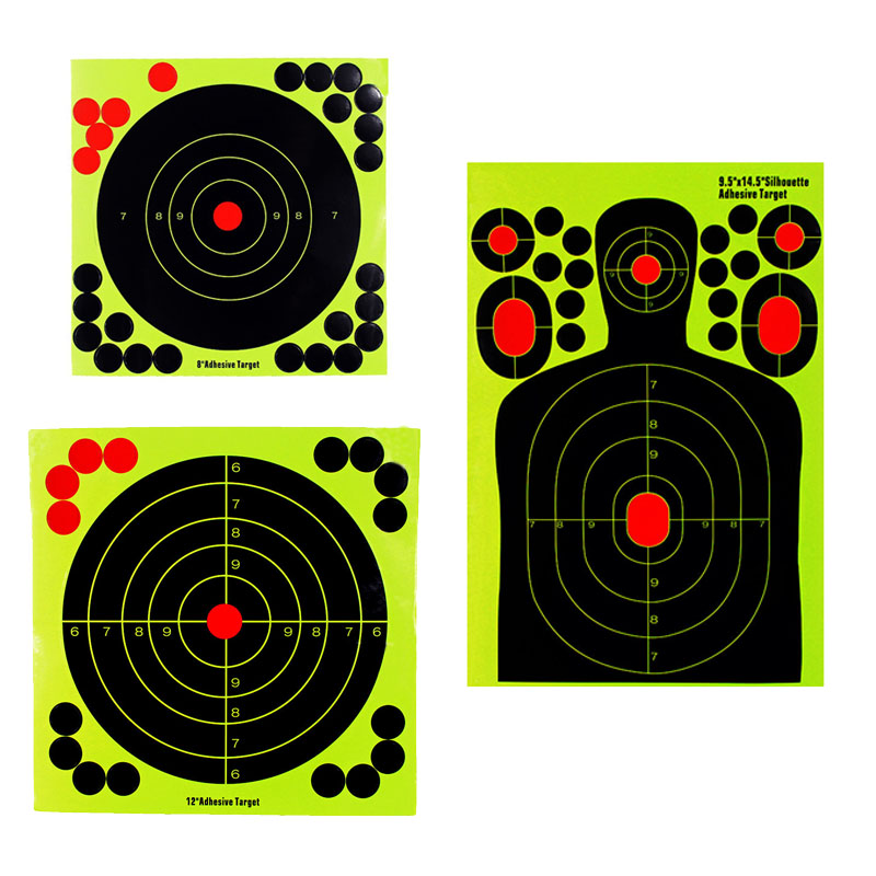 

BB gun Airsoft Tactical Shooting Training Objective Silhouette Splatter Fluorescent Practicing Splatter Reactive Adhesive Target Sticker, 203x203mm / 8"x8"