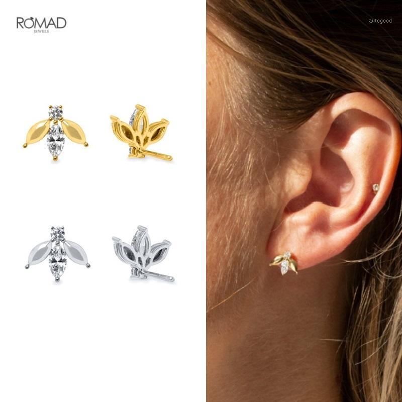 

Stud ROMAD Mini Bee Earrings For Women Luxurious Cute Small Zircon Pierced Earings Silver 925 Jewelry Party Gift Kolczyki1