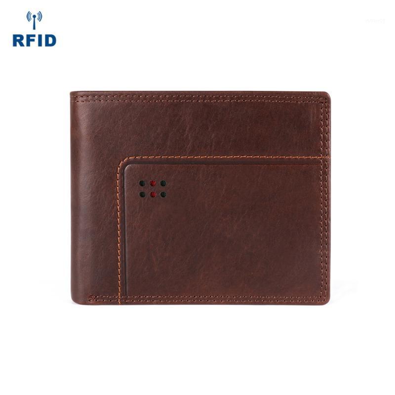 

New Design Men's Crazy Horse Cow Leather Wallet Retro Style Male Short Purse Casual Cards Holder Coin Wallet1, Cholocate