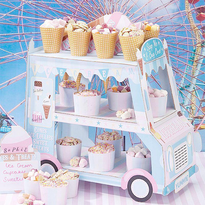 

Creative Paper Car Shaped Birthday Cake Stand Ice Cream Car Shaped Display Stand Candy Pastry Rack Cupcake Holder1