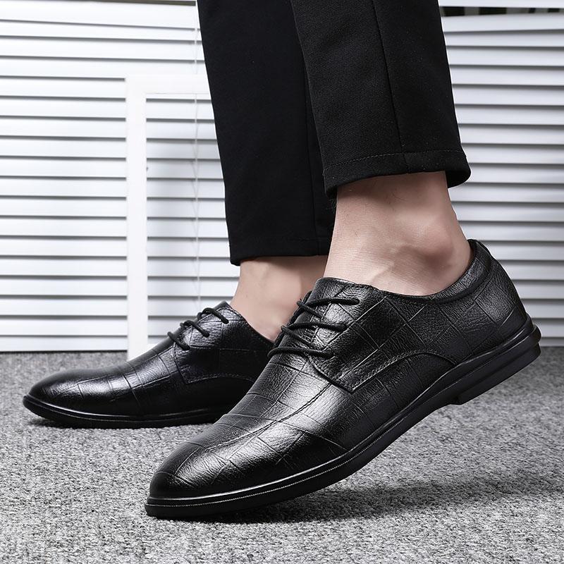 

Fashion Man Formal Shoes High Quality Lace Up genuine Leather Men Shoes Business Oxfords Men Wedding Dress big size 47 o4, Black