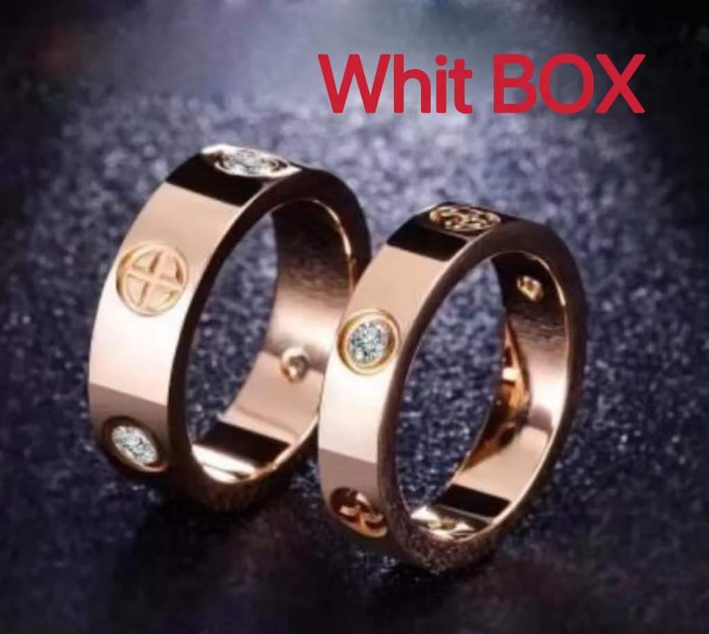 

With BOX 4mm 6mm titanium steel nails Screwdriver love ring mens and women rose gold jewelry for lovers couple rings gift size 5-11