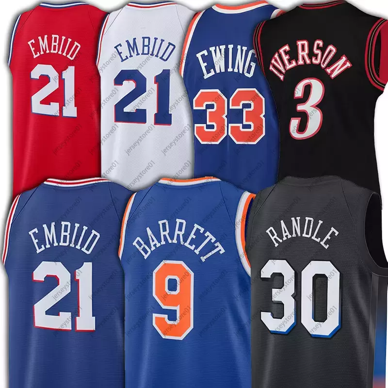 

Joel 21 Embiid Basketball Jerseys Allen 3 Iverson RJ 9 Barrett Julius 30 Randle Patrick 33 Ewing Derrick 4 Rose, Men(nks-)
