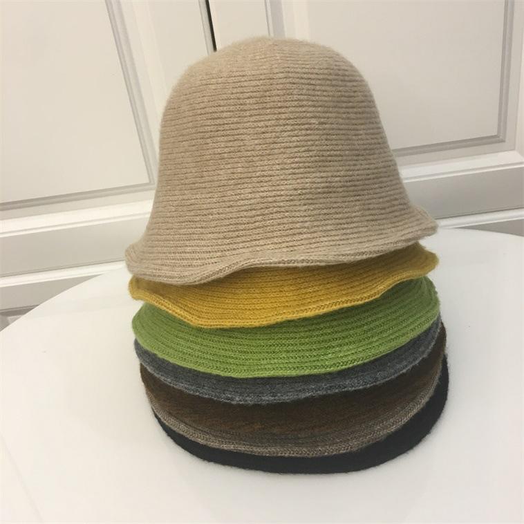 

Beanie/Skull Caps Female Japanese Autumn And Winter Warm Wool Knitted Fisherman's Korean Versatile Bucket Cap Bell Basin, Beige