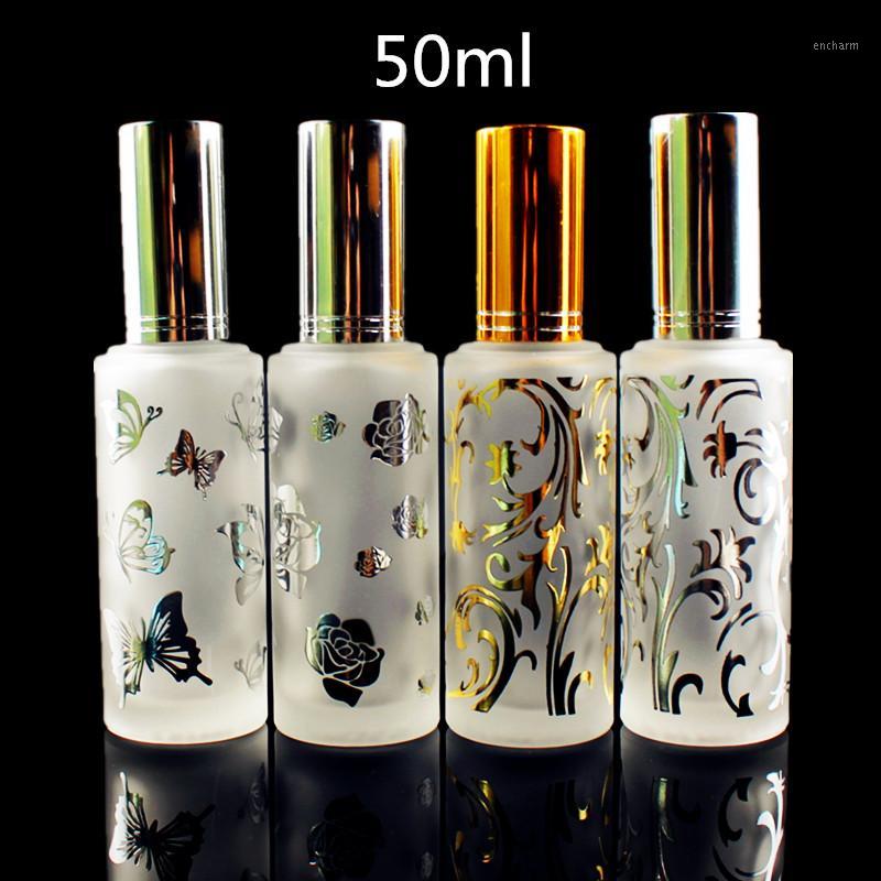 

1PC 50ML Frostesd Glass Perfume Spray Bottle Refillable Travel Perfume Atomizer Empty Cosmetic Packaging Bottle1