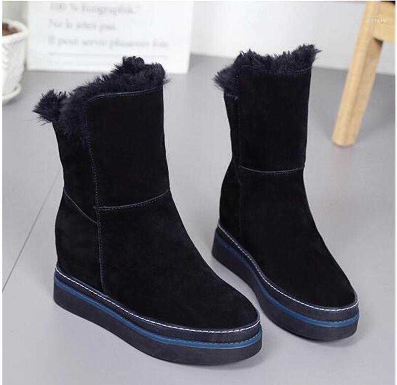 

Women High heels Booties Suede Platform Wedges Ankle Boots Ladies Winter Thick Plush Warm Snow Boots 8.5cm Increased Internal1, Black