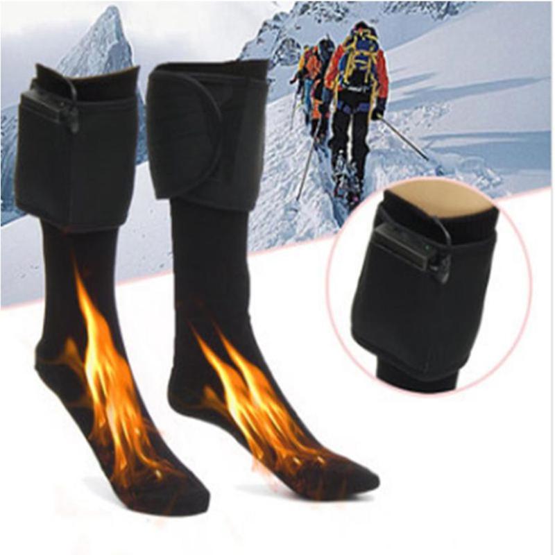 

Durable Sports Socks Multi-function Men Women Heated Socks Winter Rechargeable Battery Electric Heating Cotton, As pic