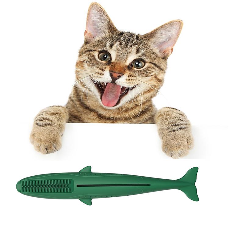 

2021 love pet Soft Silicone Mint Fish Cat Toy Catnip Pet Toy Clean Teeth Toothbrush Chew Cats Toys