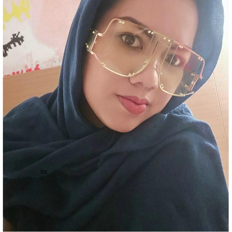 

Sunglasses Designer Oversized Visor Shield Women Men Gray Clear Goggles Big Flat Top Mask Sun Glasses Shades NX