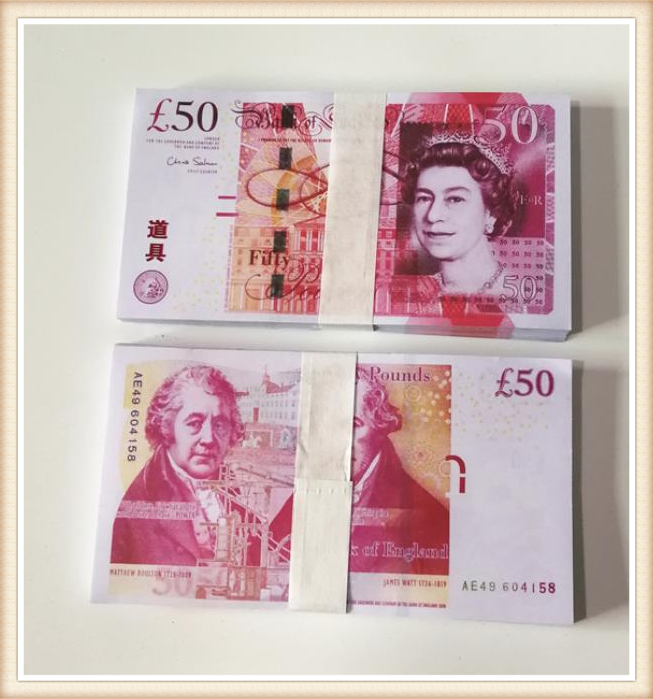 

Hot-selling simulation paper money movie shooting props Â£50 low price fake money paper 100 sheets per pack