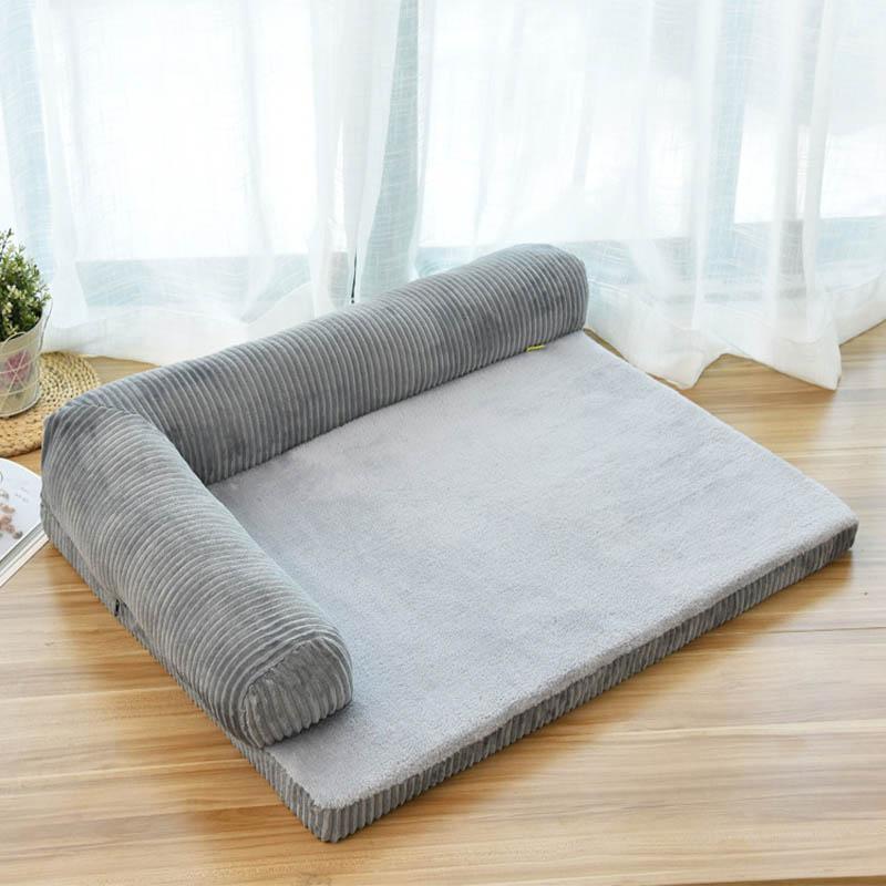 

Removable Washable Corduroy Warm Big Cat Dog Sofa Mat Puppy Bed Large Size Soft Pets Mattress Dog House All Season S/M/L/XL1, Grey