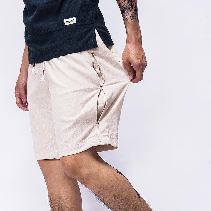 

Brand 2020 Summer New Men's Casual Shorts Casual Fashion Loose Cotton and Linen Bermuda Beach Shorts Male 1737, Beige