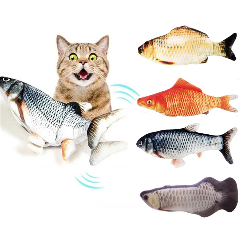 

Electric Fish Cat Toy Realistic Plush Moving Wagging Fish Cat Toys Simulation Interactive Cat Kitten Toys for Indoor Cats Pets Kitten