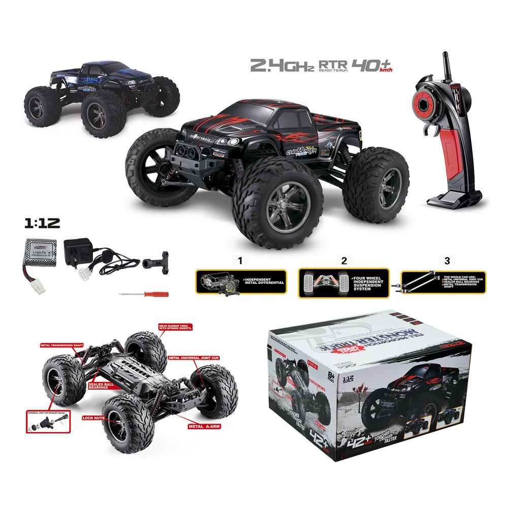 

Brand New 9115 1:12 RC 4WD Driving Car Brushed Motors Drive Bigfoot Car Remote Control Car Model Off-Road Vehicle Toy