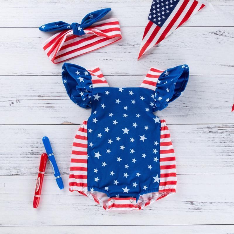 

Independence Day Baby Clothes Set Infant Sleeve Stars Stripe Print Romper Jumpsuit+headband Set Recien Nacido Baby1, Blue