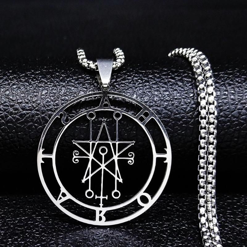 

Pendant Necklaces Astaroth Sigil Goetia Stainless Steel Necklace Solomon Demon Satan Satanique Patch PIN Jewelry Collier Femme N3034S03