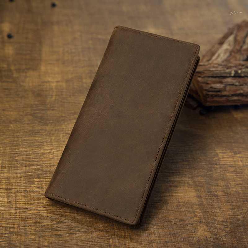 

BOLEKE high quality cow genuine leather wallet men 2020 Crazy horse leather long style vintage men wallets free shipping1, Brown