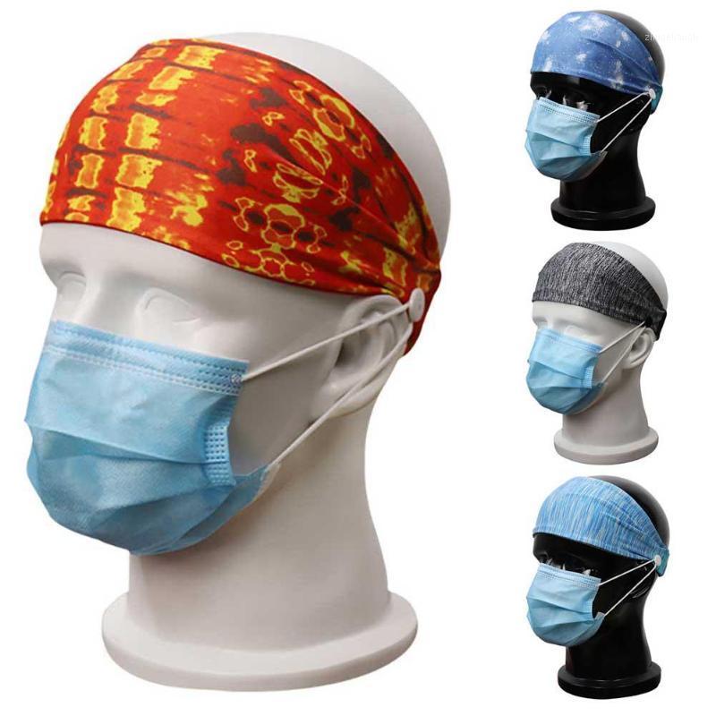 

Outdoor Sport Unisex Breathable Headband Yoga Elastic Sweatband with Anti-slip Button for Mask Hanging Anti-leash Hair Band1, Purple