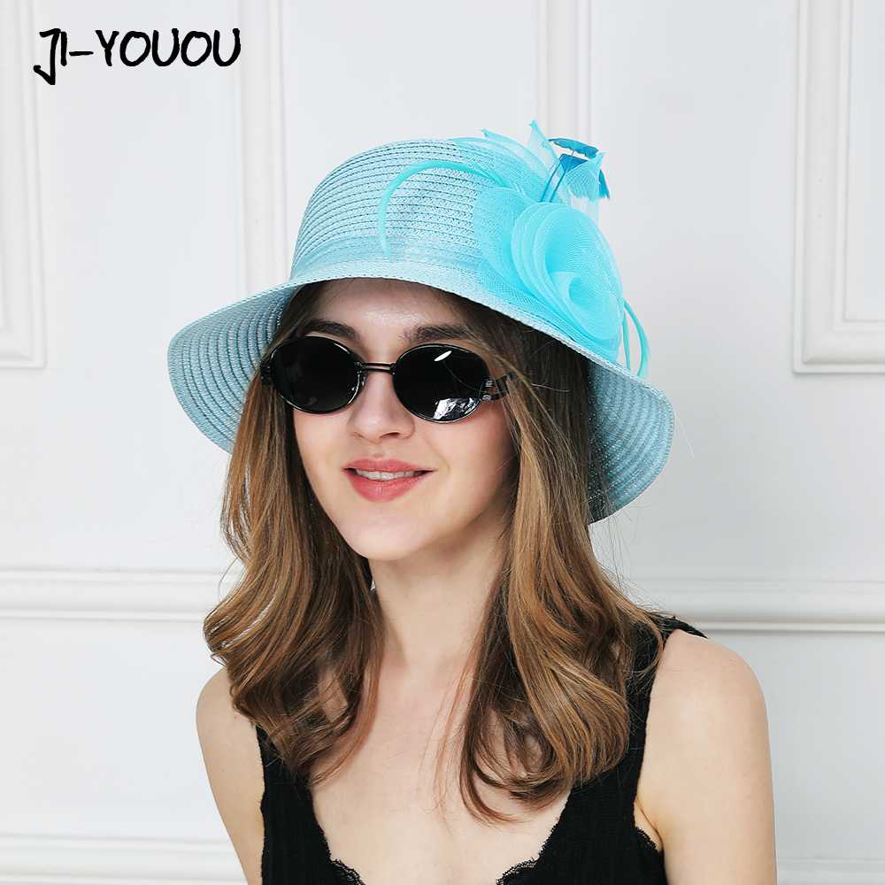 

girls Summer Hats for Women Vintage Design beach Sun hat caps Outdoor Foldable sombreros playa mujer feather woman straw hat, Pink