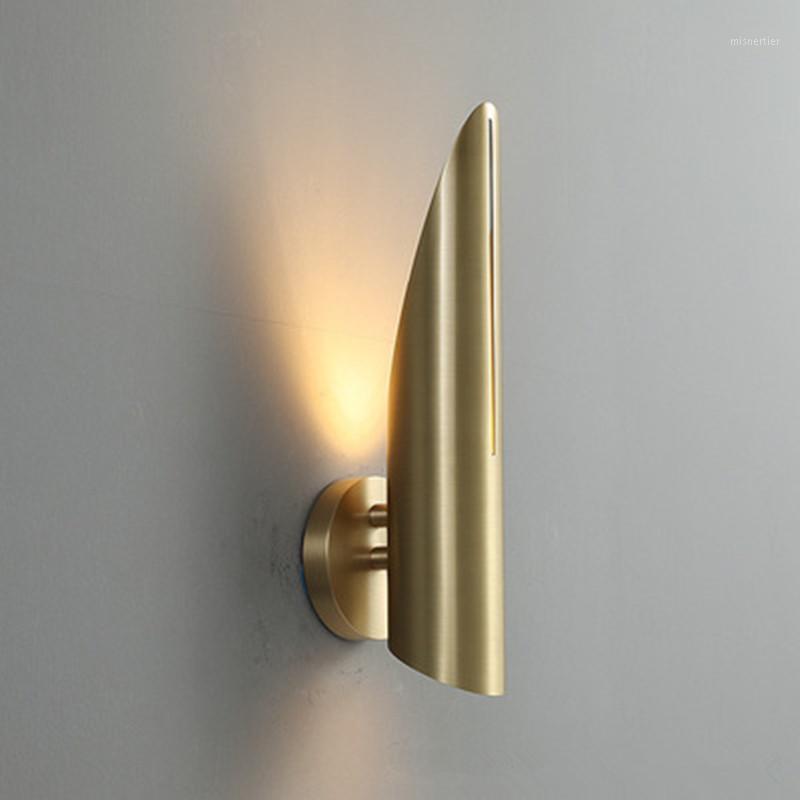 

Post-modern simple bedside lamp Luxury living room corridor aisle background wall full copper decoration interior wall lamp1