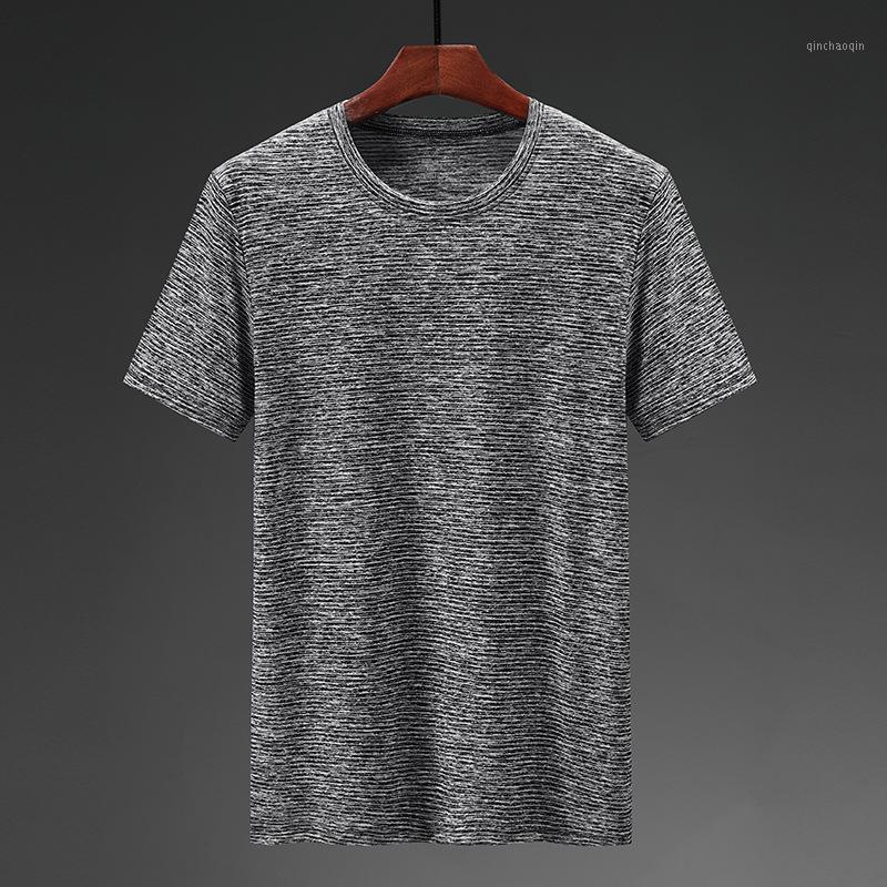 

Plus-sized MEN'S Short-sleeved T-shirt Loose and Plus-sized MEN'S Wear Summer Fat Men Stripes Half Sleeve Straight1, Blue