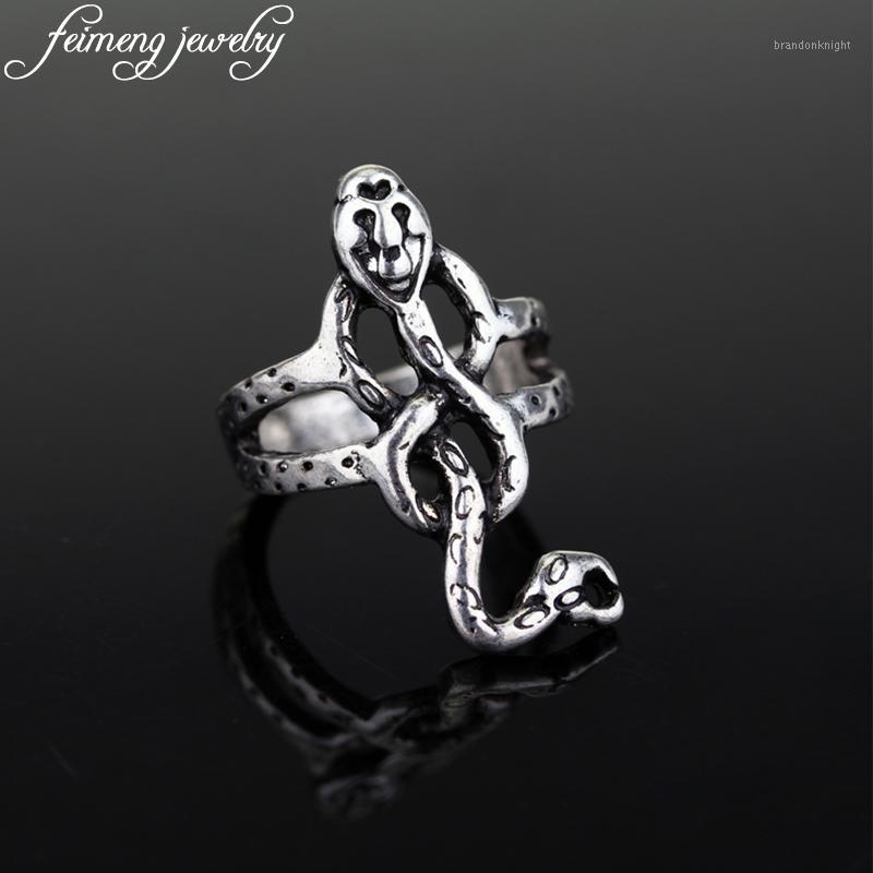 

Nagini Slytherin Ring Horcrux Voldemort Death Eater Snake Rings Vintage Silvery Dark Mark Ring For Women And Men1