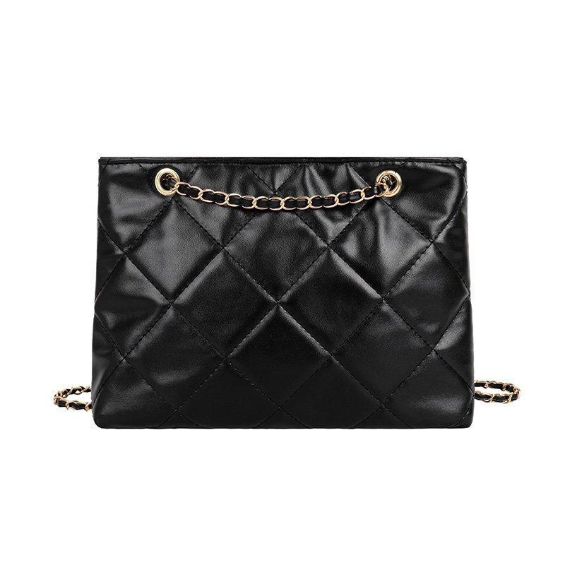 

2021 New Style Messenger Shoulder Bag Fashion Versatile Women's Lingge Large Capacity Chain Handbag Satchels Designer, Black