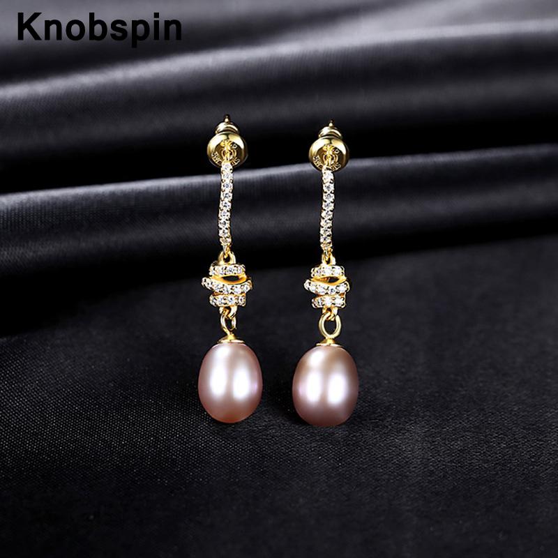 

Knobspin 100% 925 Sterling Silver 2021 New Fashion Tassel Pearl High Carbon Diamond Charm For Women Earrings Fine Jewelry Party