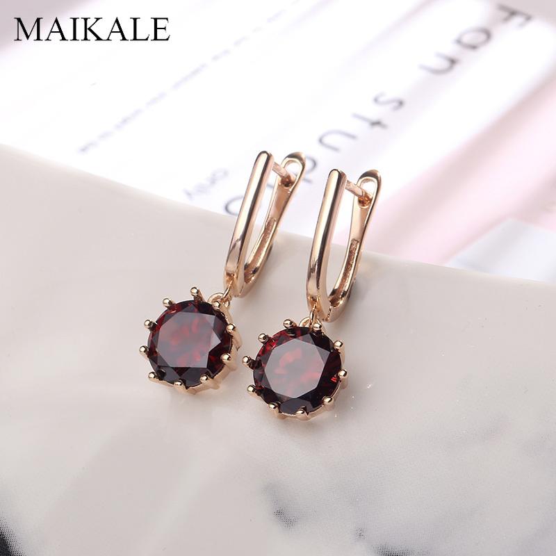 

MAIKALE Simple Cubic Zirconia Drop Earrings Red/Blue/Green Multicolor CZ Beads Dangle Earrings for Women Hypoallergenic Jewelry