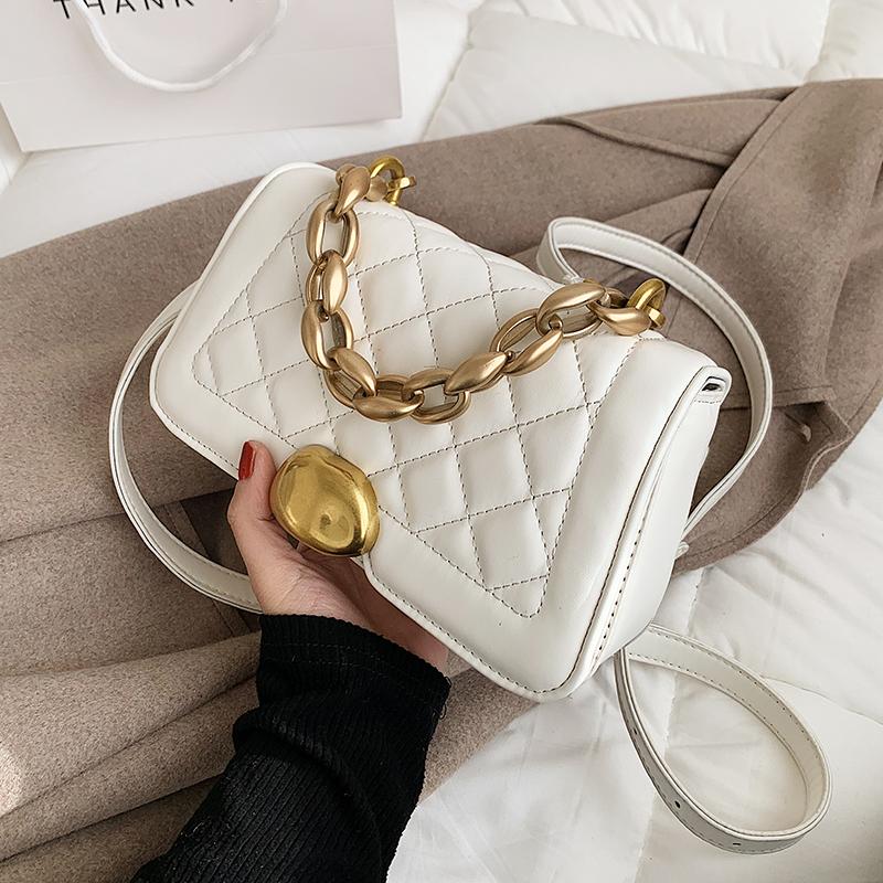 

Lingge Designer Small Shoulder Crossbody Bags for Women 2021 High Quality Gold Chain PU Leather Handbags Female Tote Bag 6923, Black