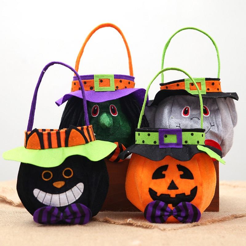 

Creative Halloween Cookie Candy Gift Bag Prop Treat or Trick Kids Pumpkin Doll Jar Box Storage Pouch Buckets Home Party Supplies