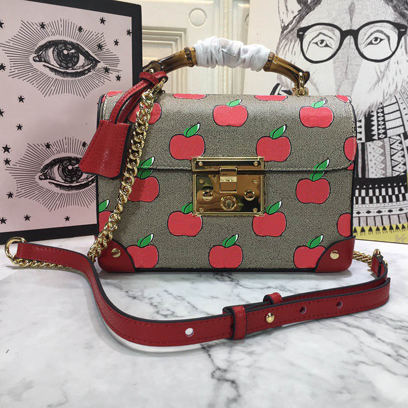 

Padlock small bamboo shoulder bag 603221 Italian fashion well known popular women bags size 24x17x10 cm