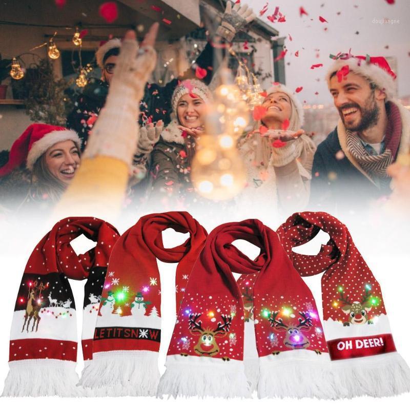 

NEW Luminous Scarf Warm Knit Tassel Scarf for Christmas Decoration Gifts Light Up Knitted Hat for Kid Adult Christmas Party1
