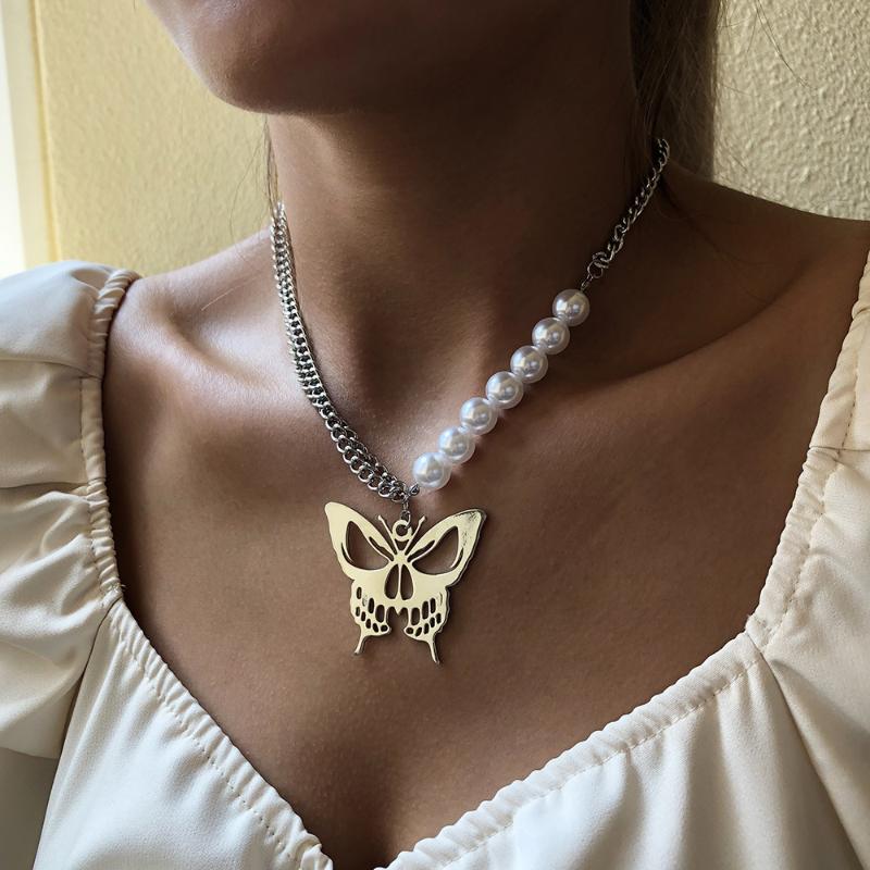 

PHYANIC Big Hollow Butterfly Pendant Imitaion Pearl 2020 New Necklace Statement Women Unfading Harajuku Neck Jewelry Accessories