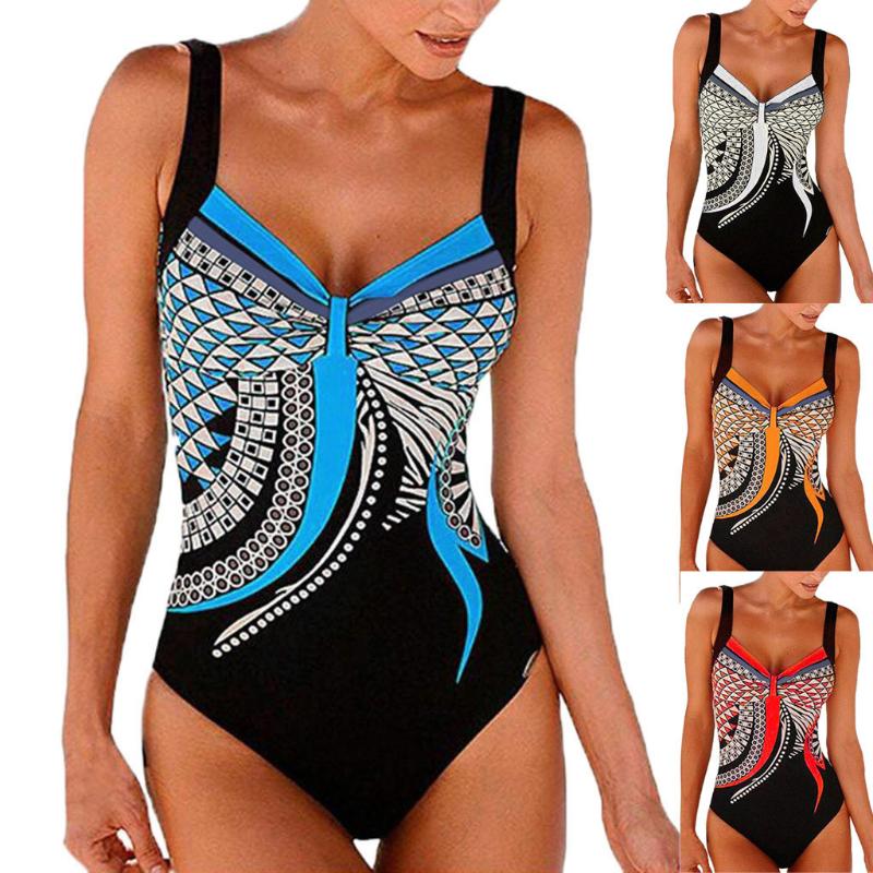 

Plus-size Pregnant&Women Summer Backless Print Swimwear Beachwear Siamese Swimsuit Bikini Set S- XXL#20z