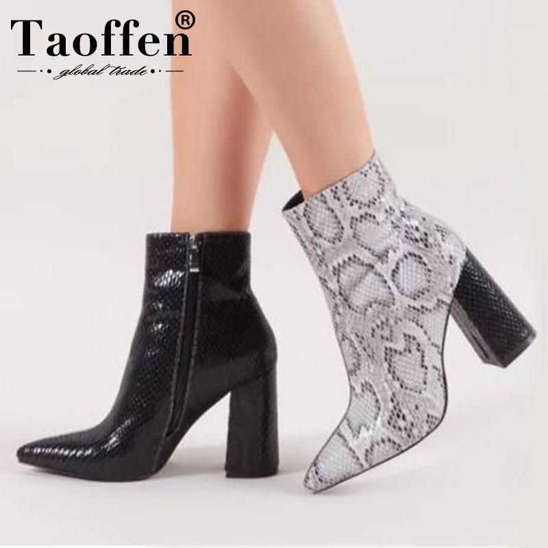 

Taoffen Women Ankle Boots Fashion Zipper Sexy High Heel Boots Pointed Toe Lady Short Boot Street Party Footwear Size 35-431, Gray