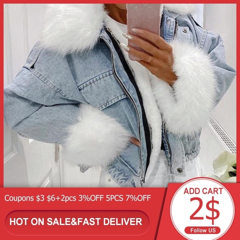 Women Denim Jacket Warm Jean Casual Coat Female Long Sleeve Short Thick Coats Winter Outwear Office Ladies Solid Streetwear 201029