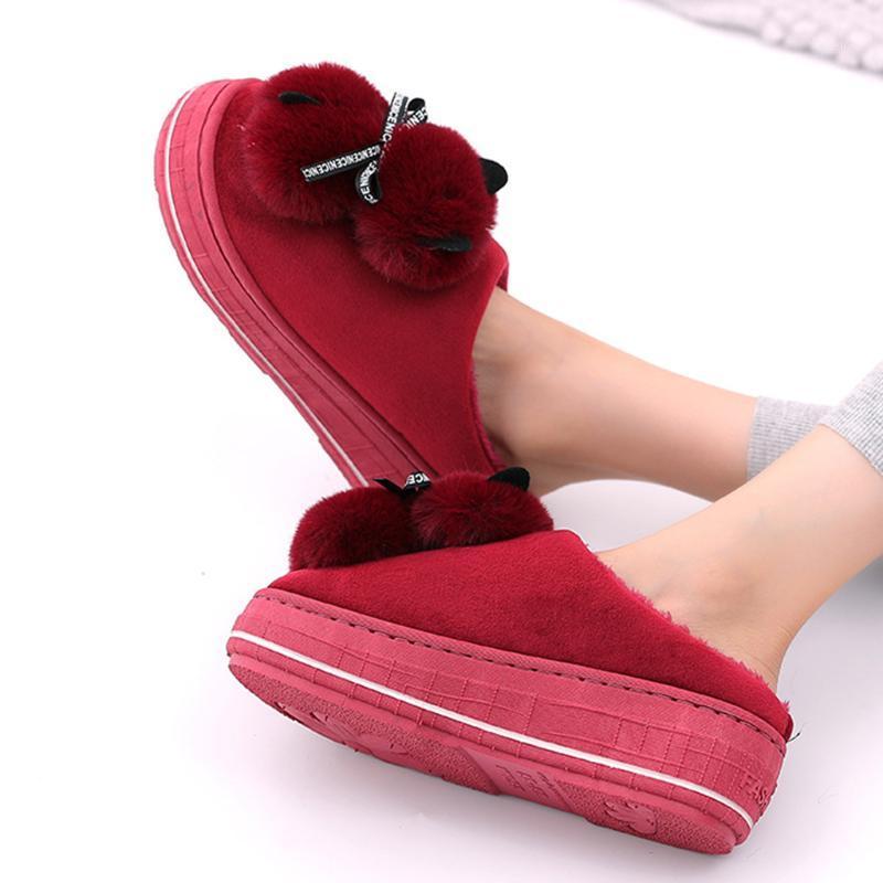 

Plush Indoor Women Slippers Cartoon Winter Soft Home Shoe Female Girl Sewing Line House Slippers Increased 20201, Gy