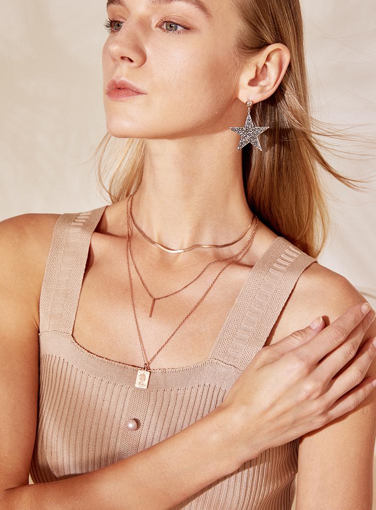 

YUN RUO Multilayer Square Pendant Necklace Rose Gold Fashion Titanium Steel Jewelry Woman Christmas Gift Not Fade Drop Shipping