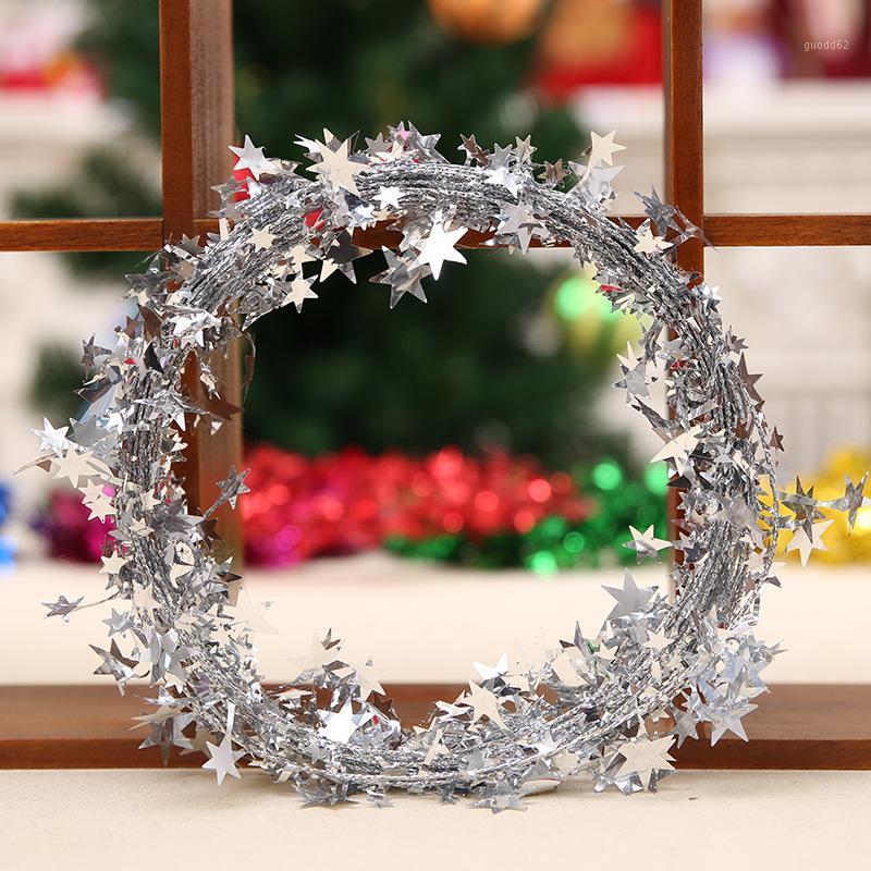 

Christmas Garland Wreath Xmas Hanging Decor Ornament Iron Wire Pentagram Stars1, Silver